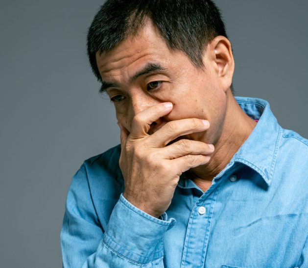 Man in blue denim button up shirt